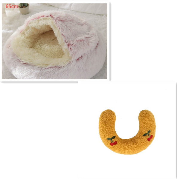 2 In 1 Dog And Cat Bed Pet Winter Bed Round Plush Warm Bed House Soft Long Plush Pets Bed Pet Products - happyshop365247