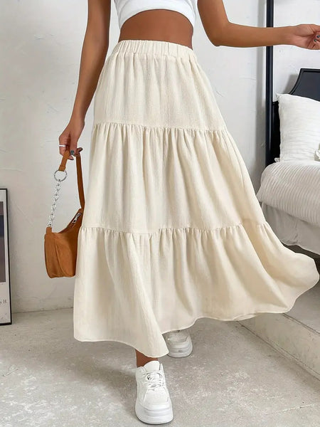 European And American Style Women Summer Bohemian Pleated Layered Long Skirt - happyshop365247