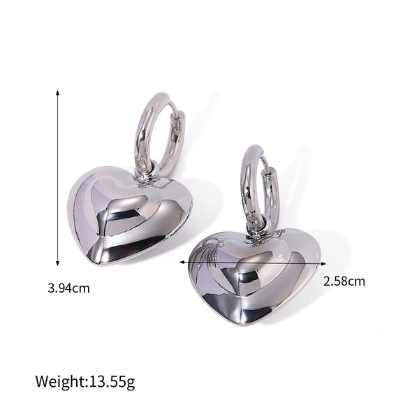 18K gold stylish simple heart-shaped earrings - happyshop365247