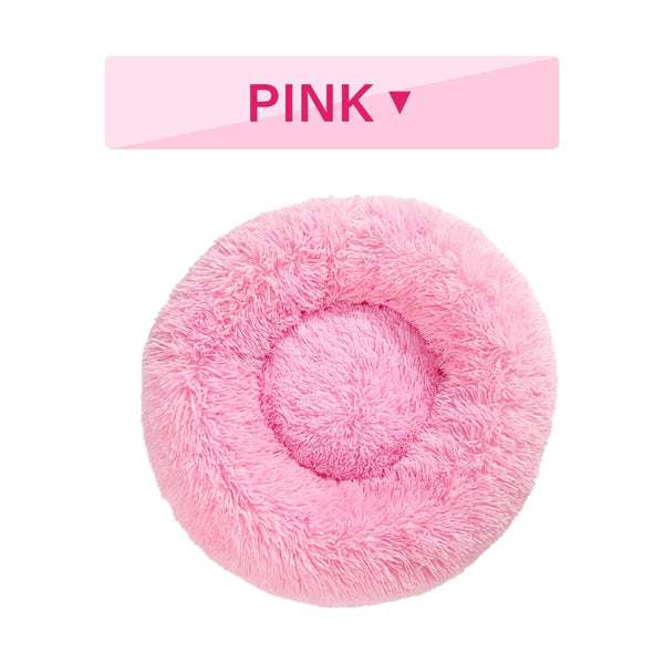 Fluffy Donut Dog Bed Warm Soft Long Plush Pet Cushion Dog House Cat Bed Washable Pet Sofa Mat Calming Samll Large Dog Beds - happyshop365247