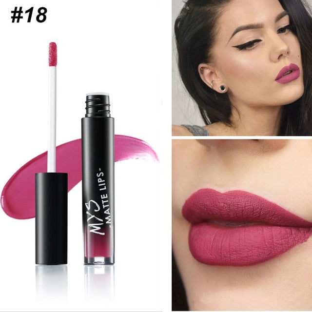 MYS Brand Makeup Matte Liquid Lipstick Tint Waterproof Make Up Long Lasting Lip Stick Nude Lip Gloss Cosmetics Batom - happyshop365247