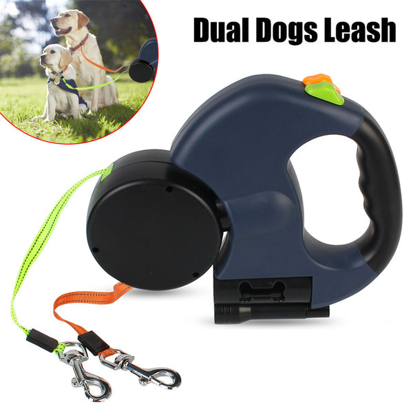Retractable Dog Leash For Small Dogs Reflective Dual Pet Leash Lead 360 Swivel No Double Dog Walking Leash With Lights Pet Products - happyshop365247