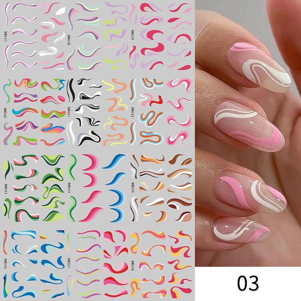 New European And American Feng Shui Print Line Flower Nail Stickers - happyshop365247