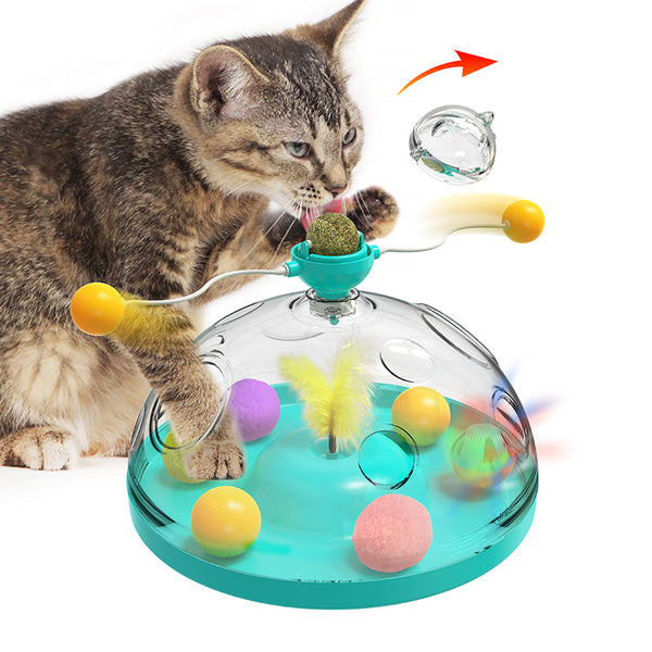 Meows Windmill Funny Cat Toys Interactive Multifunctional Turntable Pet Educational Toys With Catnip Luminous Ball Pinwheel Toys Pet Products - happyshop365247