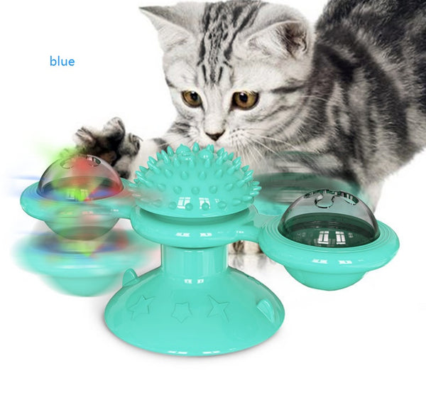 Cat Rotating Windmill Multi-Function Toys Itch Scratching Device Teeth Shining Toy - happyshop365247