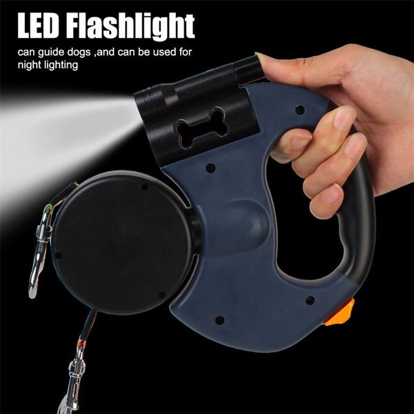 Retractable Dog Leash For Small Dogs Reflective Dual Pet Leash Lead 360 Swivel No Double Dog Walking Leash With Lights Pet Products - happyshop365247