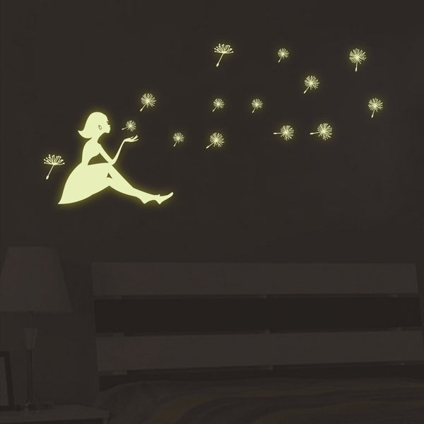 Dandelion Girl luminous Stickers Living Room Bedroom Decoration Wall Stickers Muursticker Kinderkamer - happyshop365247