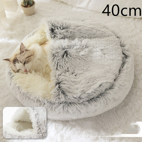2 In 1 Dog And Cat Bed Pet Winter Bed Round Plush Warm Bed House Soft Long Plush Pets Bed Pet Products - happyshop365247