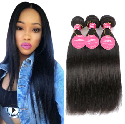 Real human hair straight wave human hair hair curtain natural color wig hair extension - happyshop365247