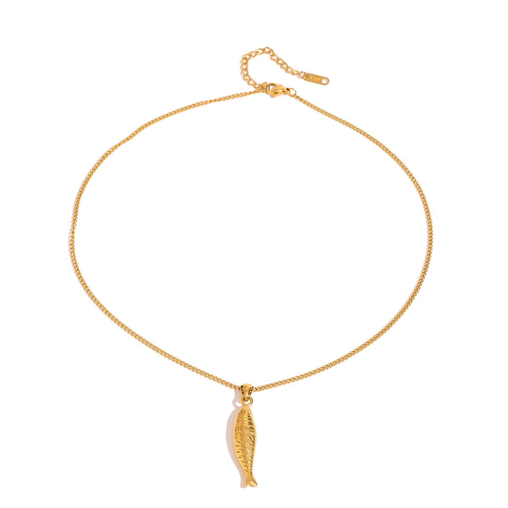 18K Goldfish Shaped Trendy Unique Necklace