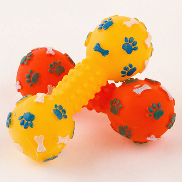 Pet Dumbbell Sound Toys Silicone Dog Toys Teeth bite 13CM Dog Training Guide Toys - happyshop365247