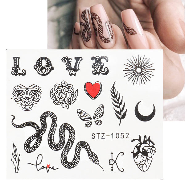 Personality Python Dark Letter Transfer Nail Sticker - happyshop365247