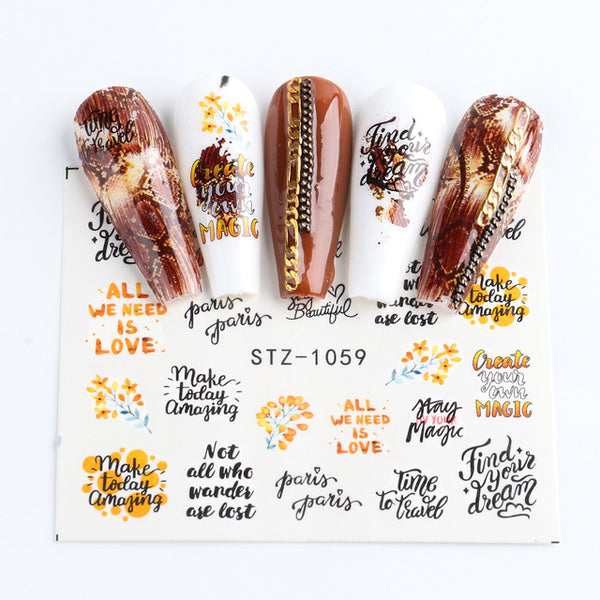 Personality Python Dark Letter Transfer Nail Sticker - happyshop365247