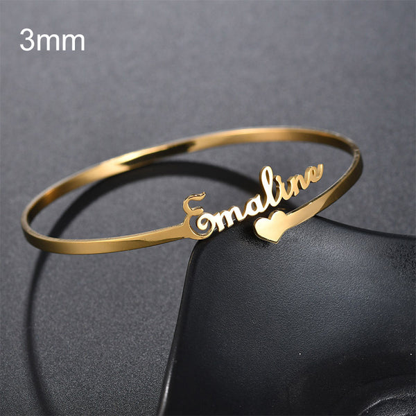Customized Name Bracelet Personalized Custom Bangles Stainless Steel Jewelry - happyshop365247