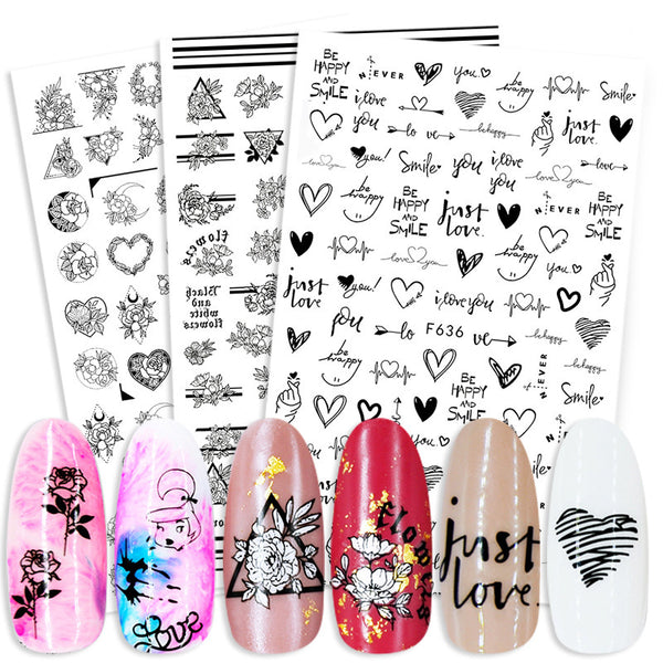 Summer Flowers and Love Adhesive Stickers Nail Art Stickers Foreign Trade Nail Stickers Nail Art Decals - happyshop365247