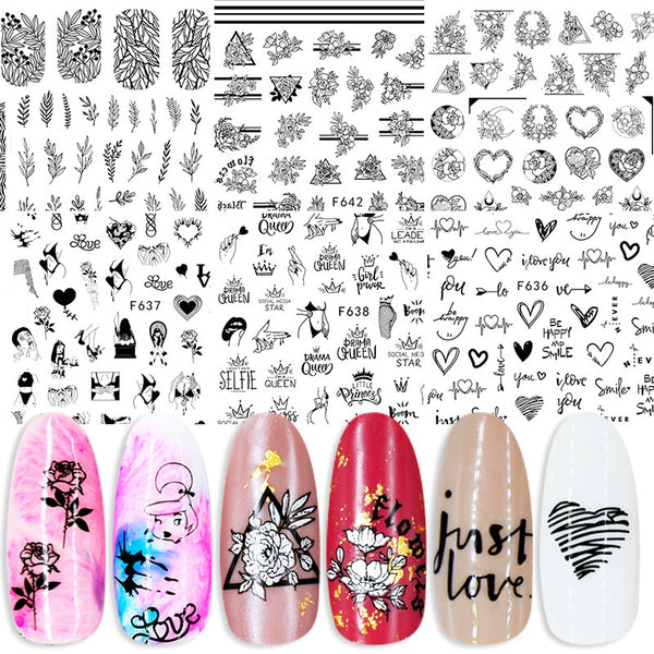 Summer Flowers and Love Adhesive Stickers Nail Art Stickers Foreign Trade Nail Stickers Nail Art Decals - happyshop365247