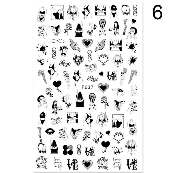 Summer Flowers and Love Adhesive Stickers Nail Art Stickers Foreign Trade Nail Stickers Nail Art Decals - happyshop365247