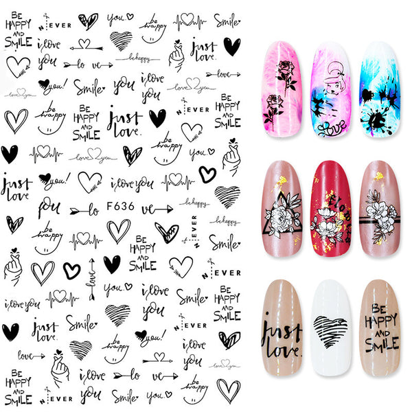 Summer Flowers and Love Adhesive Stickers Nail Art Stickers Foreign Trade Nail Stickers Nail Art Decals - happyshop365247