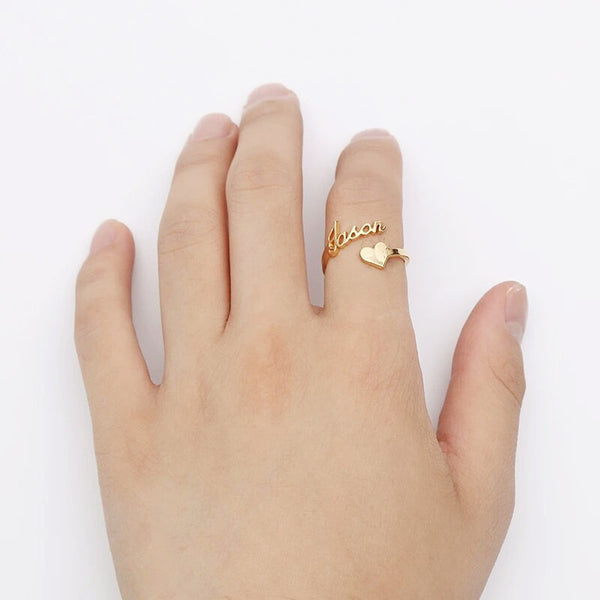 Personalized Heart Name Ring Adjustable Size Stainless Steel Wedding Jewelry - happyshop365247