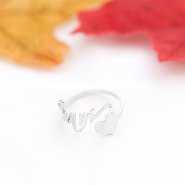 Personalized Heart Name Ring Adjustable Size Stainless Steel Wedding Jewelry - happyshop365247