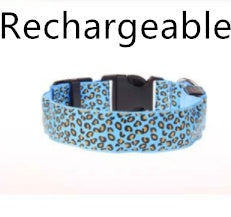 LED Dog Collar Safety Adjustable Nylon Leopard Pet Collar - happyshop365247