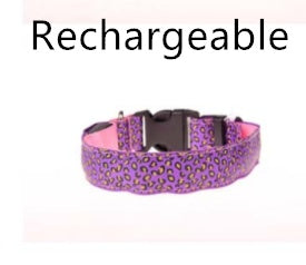 LED Dog Collar Safety Adjustable Nylon Leopard Pet Collar - happyshop365247