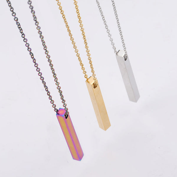 Fashion Simple Pendant Necklace for Men Women Stainless Steel Geometric Interlocking Chain Choker Male Jewelry Accessories Gifts - happyshop365247