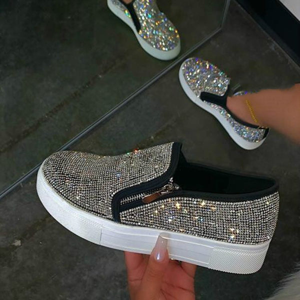 Large Size Rhinestone Flat Casual Single Shoes One Pedal Lazy Shoes - happyshop365247