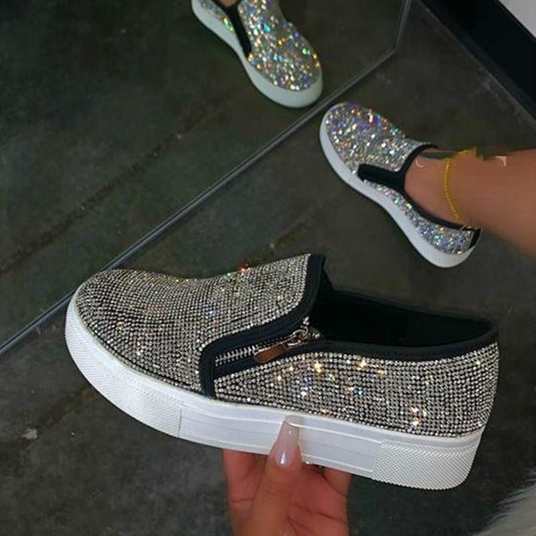 Large Size Rhinestone Flat Casual Single Shoes One Pedal Lazy Shoes - happyshop365247