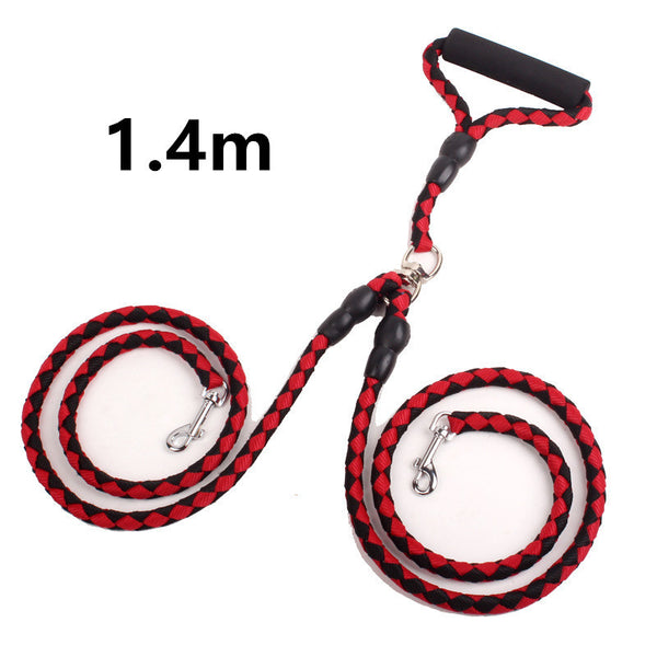 Double-Ended Traction Rope For Walking The Dog Hand-Double-Ended Traction Rope One Plus Two Leash Collar Pet Supplies Dog Collar - happyshop365247