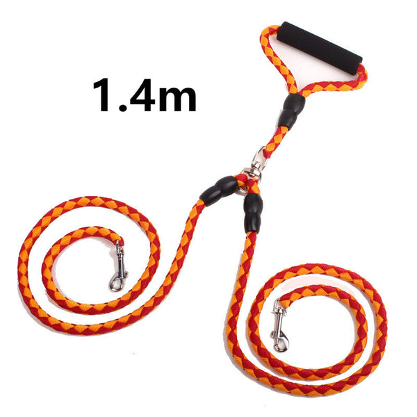 Double-Ended Traction Rope For Walking The Dog Hand-Double-Ended Traction Rope One Plus Two Leash Collar Pet Supplies Dog Collar - happyshop365247