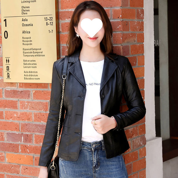 Leather Coat Women Fall Short Western Style All-matching Women - happyshop365247