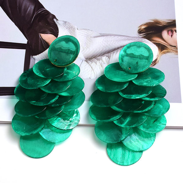 Beauty Fashion Earrings Shell Long Multi-piece Jewelry - happyshop365247