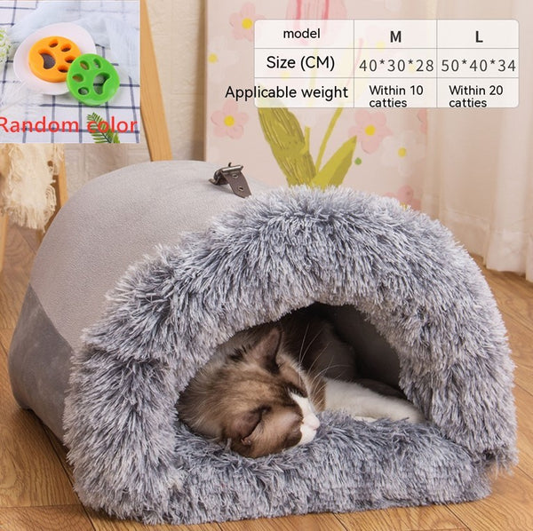 New Splice Portable Pet Nest Portable Autumn And Winter Warm Dog Nest Moisture-proof Long Fur Cat Nest Cross Border Pet Nest - happyshop365247