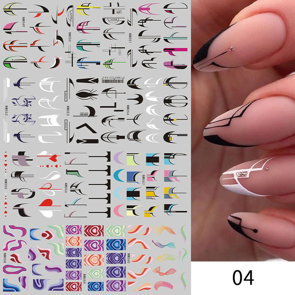 New European And American Feng Shui Print Line Flower Nail Stickers - happyshop365247