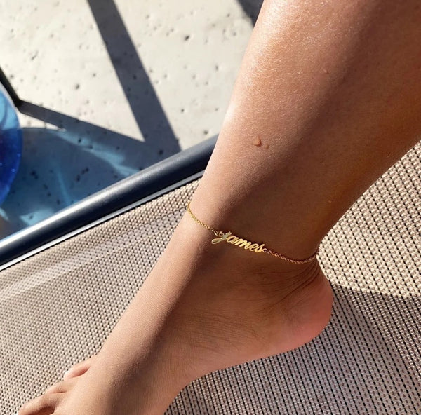 Summer Personalized Custom Name Anklets For Women Stainless Steel Cable Chain Gold Colour Sandy Beach Exquisite Jewelry Present - happyshop365247