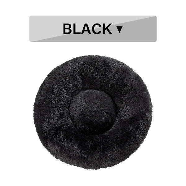 Fluffy Donut Dog Bed Warm Soft Long Plush Pet Cushion Dog House Cat Bed Washable Pet Sofa Mat Calming Samll Large Dog Beds - happyshop365247