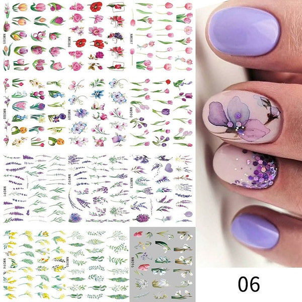New European And American Feng Shui Print Line Flower Nail Stickers - happyshop365247