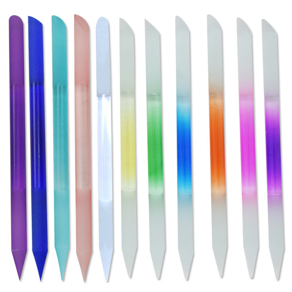 Full-color Cylindrical Glass Nail File Manicure Implement Manicure Household Double-headed Nail-free - happyshop365247