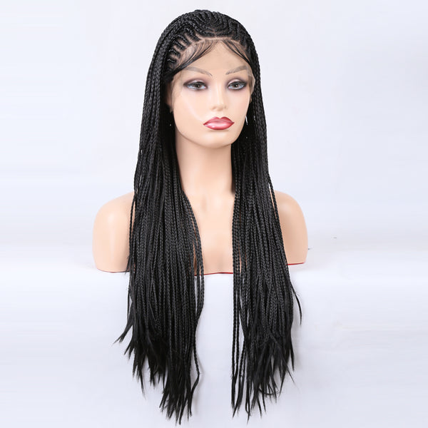 Braided Wigs Three Strand Lotus Dreadlocks Women's Chemical Fiber Front Lace Wig Headgear Lace Wigs - happyshop365247