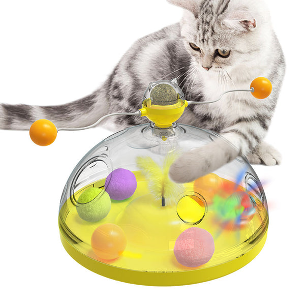 Meows Windmill Funny Cat Toys Interactive Multifunctional Turntable Pet Educational Toys With Catnip Luminous Ball Pinwheel Toys Pet Products - happyshop365247