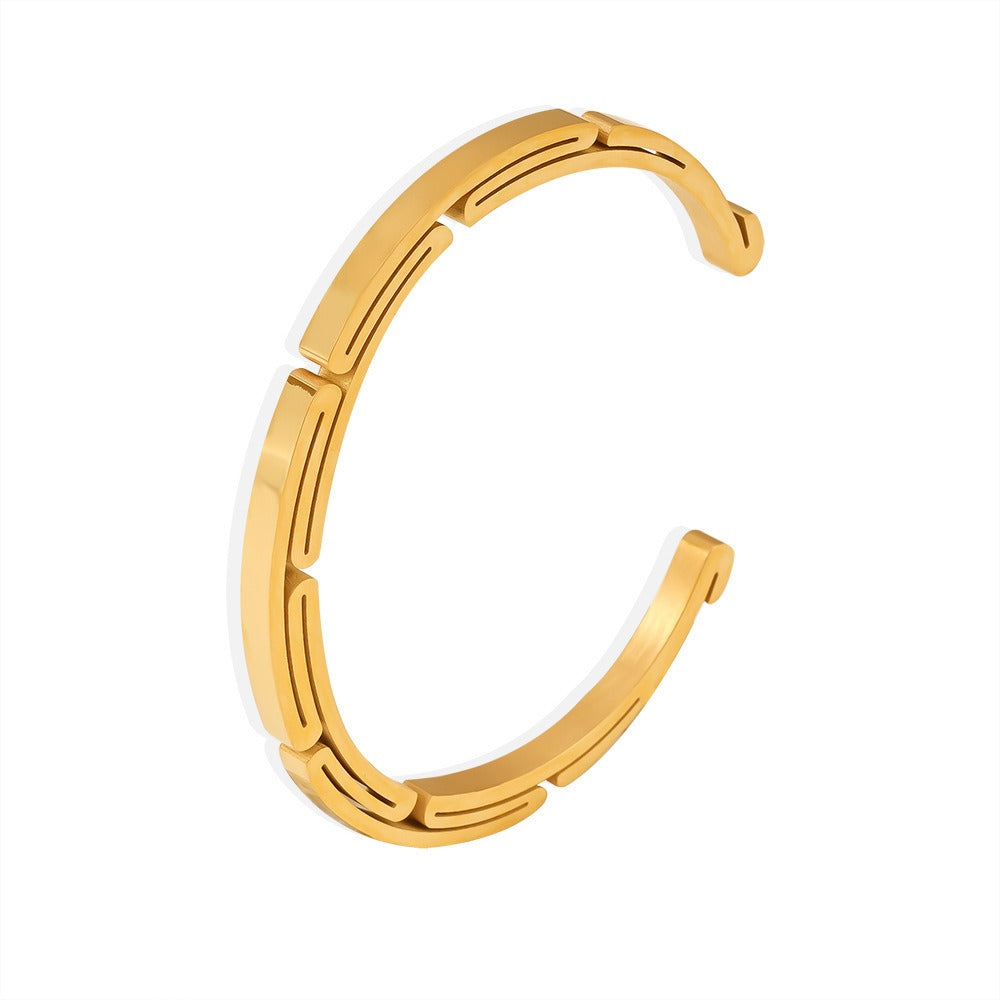 18K gold multi-layer design trendy unique open bracelet