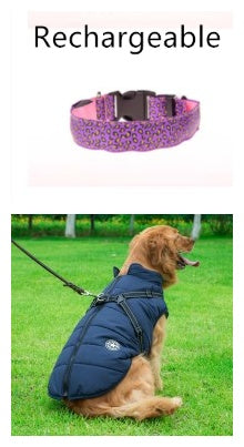 LED Dog Collar Safety Adjustable Nylon Leopard Pet Collar - happyshop365247
