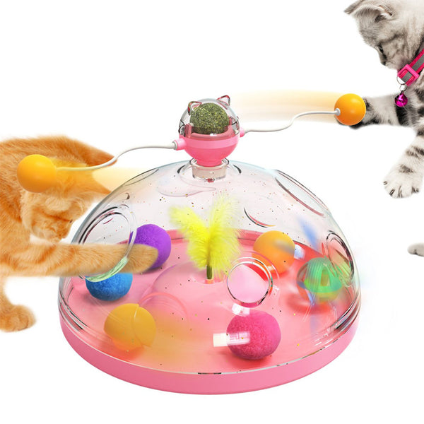 Meows Windmill Funny Cat Toys Interactive Multifunctional Turntable Pet Educational Toys With Catnip Luminous Ball Pinwheel Toys Pet Products - happyshop365247