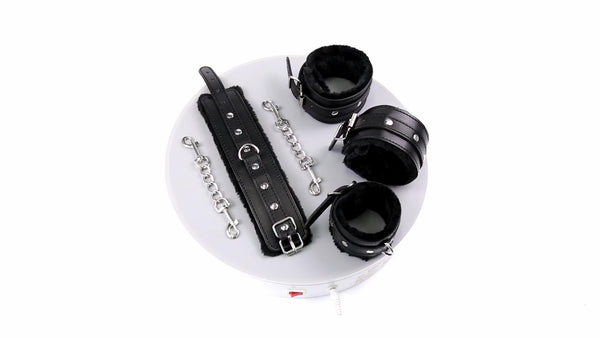 Funny Adult Articles Plush Black Handcuffs Red Pink Leather Adult Articles Tie Hands With Iron Chains - happyshop365247