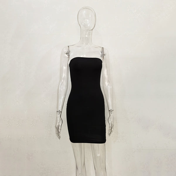 One-line Collar Hip Wrap Hundred Dresses For Women - happyshop365247