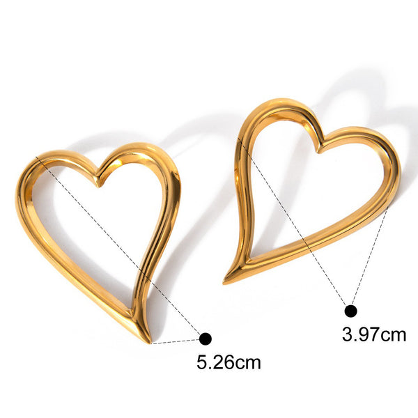 18K gold light luxury noble heart with line design earrings and necklace set - happyshop365247