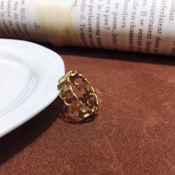 High Quality Jewelry Stainless Steel Hollowed Cut Letter Ring For Woman Man Ring - happyshop365247
