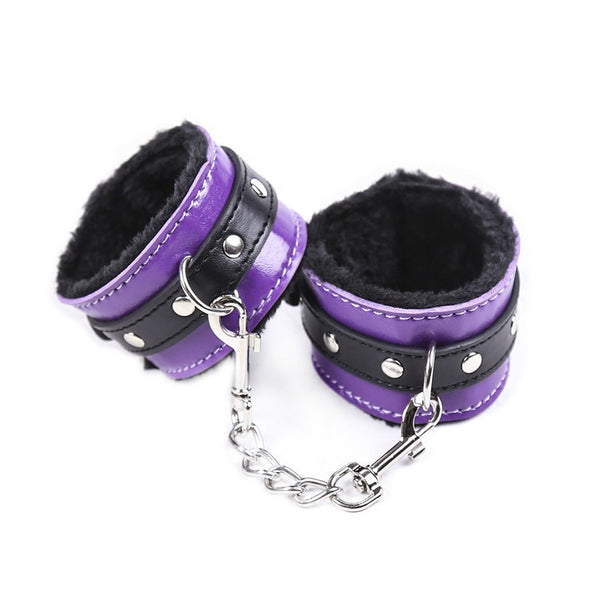 Fun PU Leather Handcuffs Ankles Couple Games Flirting Toys Passion Handcuffs Alternative Binding SM Shackles - happyshop365247