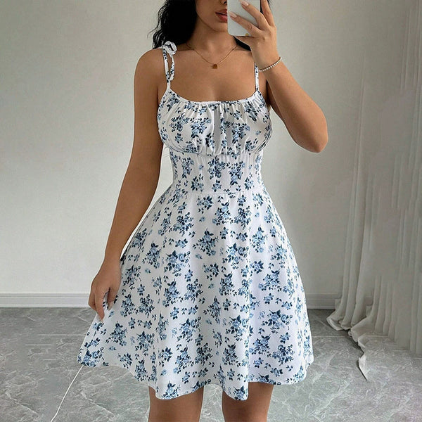 Sweet Waist Trimming A- Line Western Style Slimming Casual Dress - happyshop365247